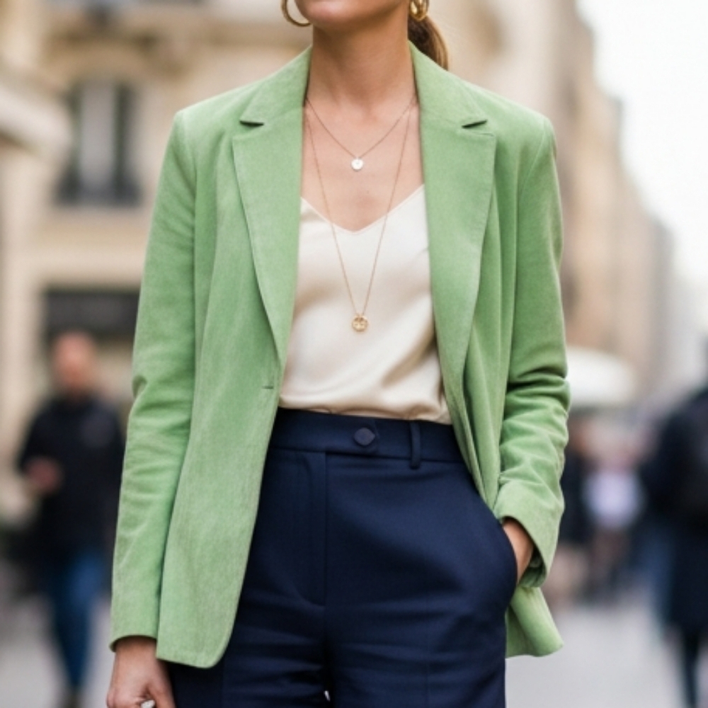 Jones New York Mint Green Women's Leather Jacket Size L Elegant Quiet Lux Style